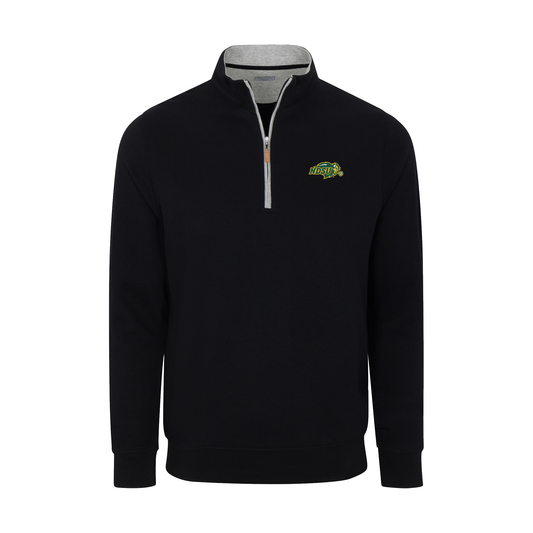 North Dakota State Heather Cloud Cotton Quarter Zip Pullover Black with Light Grey Trim