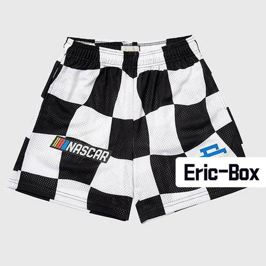 Black And White Lattice Mesh Shorts